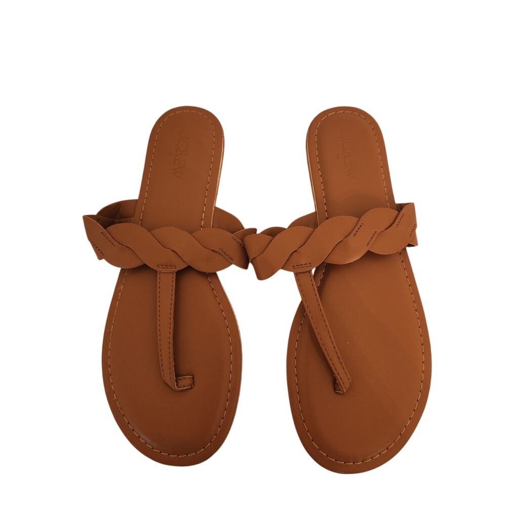 J. Crew Women's Twist Thong Sandal Summer Casual Faux Leather Brown 8M